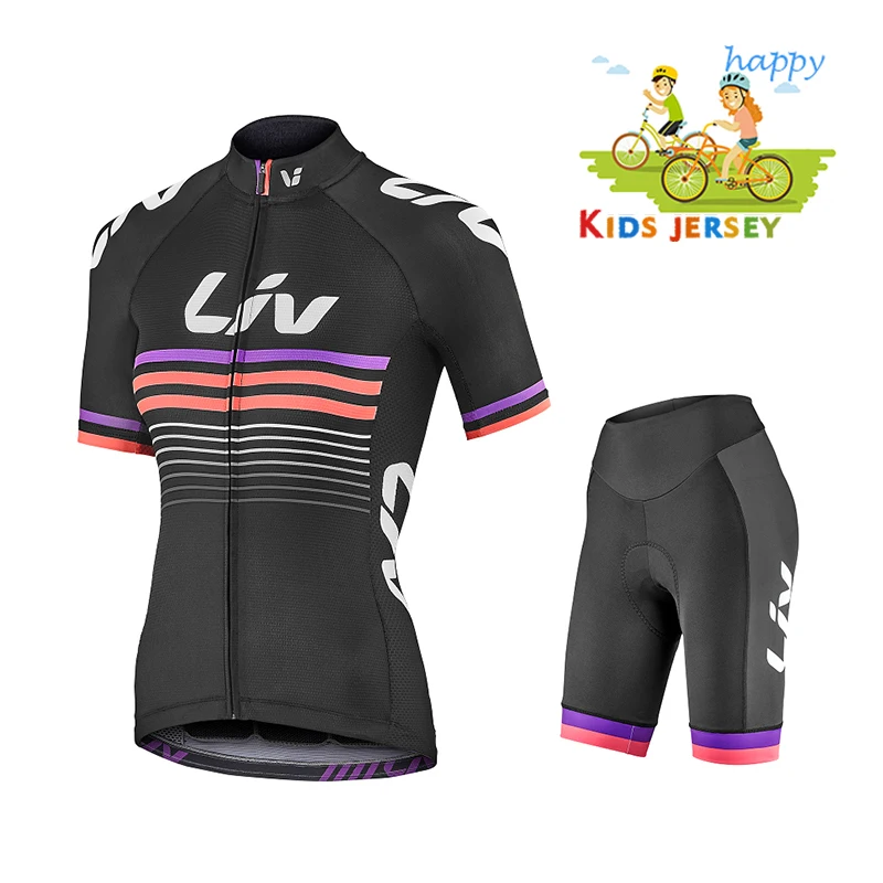 Children 2022 Breathable LIV Kids Cycling Jersey Set Short Sleeve Bike Clothing Girl Summer Child Bicycle Clothes Wear Quick Dry