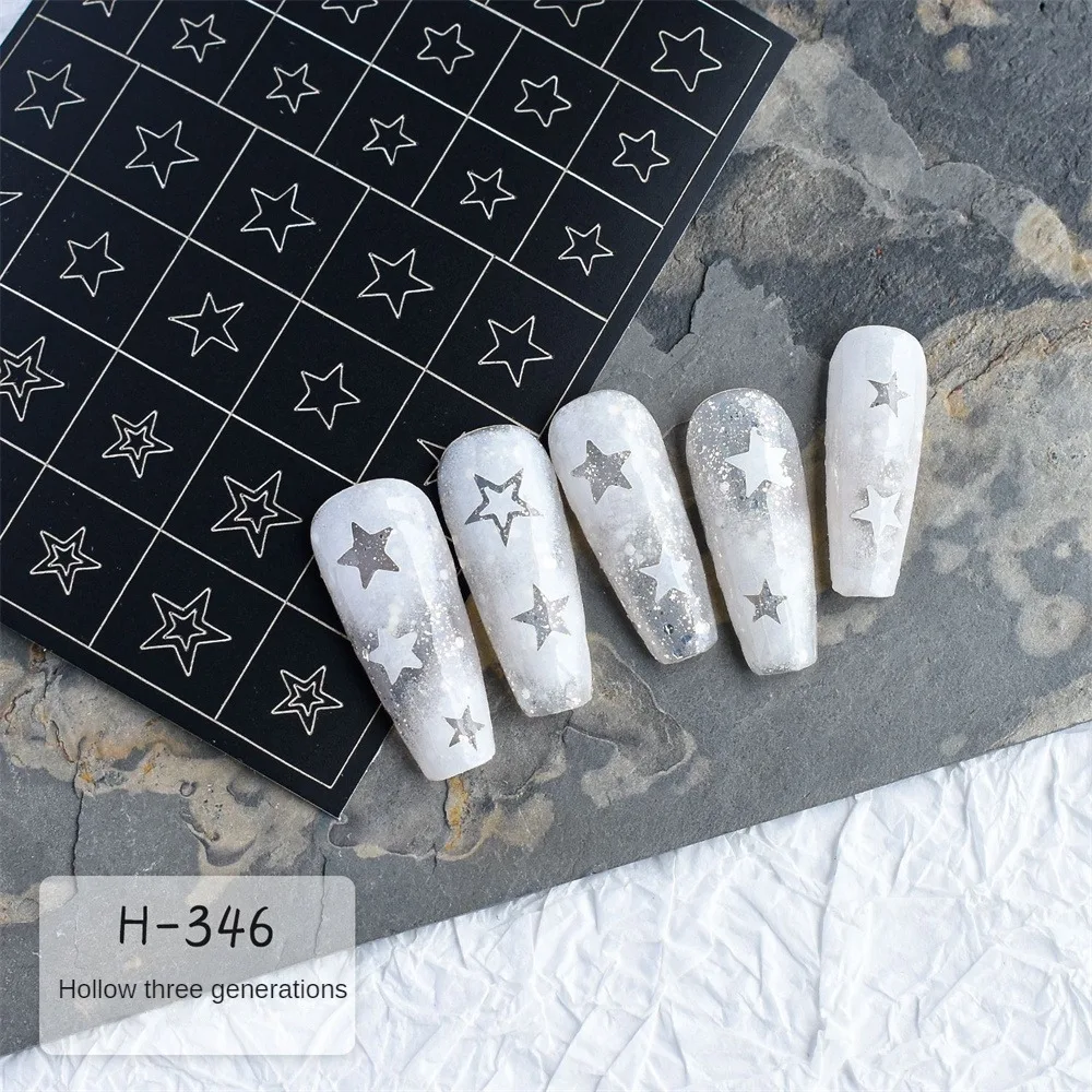 Airbrush Stencil For Nails Heart Butterfly Star Nail Stickers Y2K Charms fiori foglia Stamping piatti modelli di aerografo