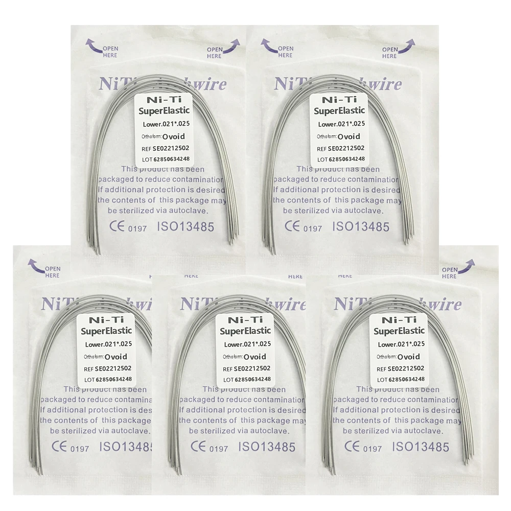 5Pack AG Tandheelkundige Boogdraden Orthodontische Super Elastische NITI Ronde Rechthoekige Boogdraad Onder/Boven 012/014/016/018/020/16x16/16x22
