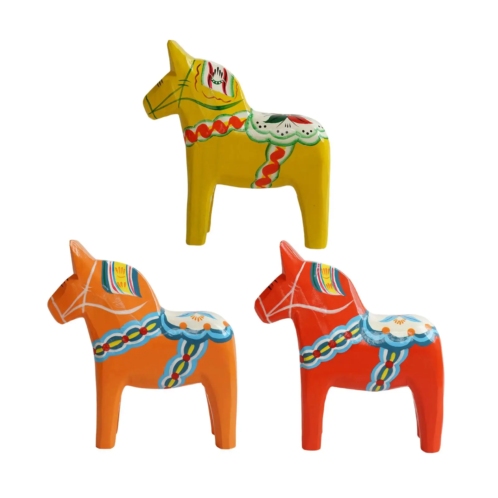 Swedish Dala Horse Collection Sculpture for Fireplace Living Room Home Decor