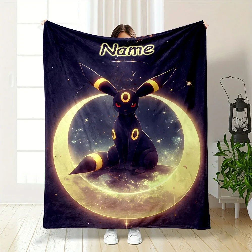 Custom Name Pokémon Eevee Umbreon Printed Blanket, All-Season Multi-Use for Nap, Camping, Travel, Car ,sofa Machine Washable