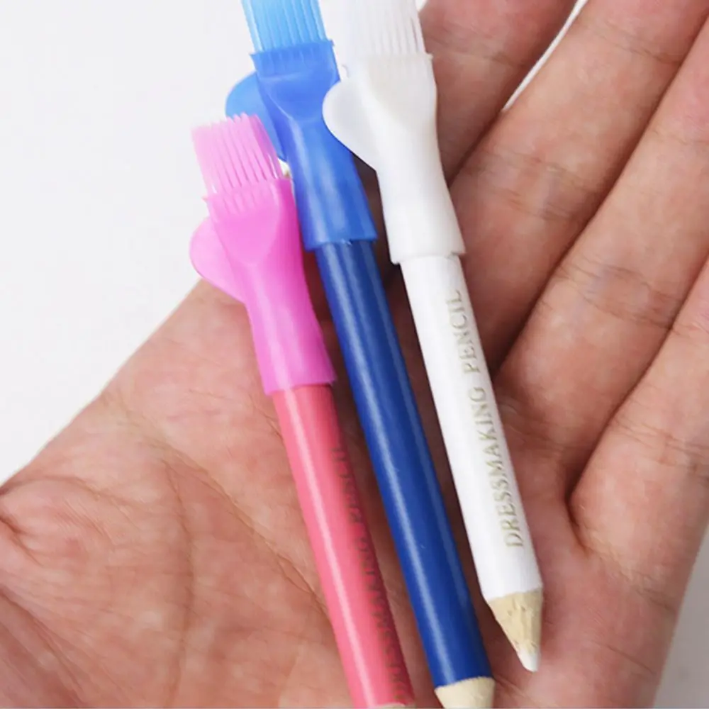 3 pcs/set Creative with Brush Cap Simple Red,Blue,White Dressmaker Tools Water Soluble Pen Fabric Pencils Sewing Marker