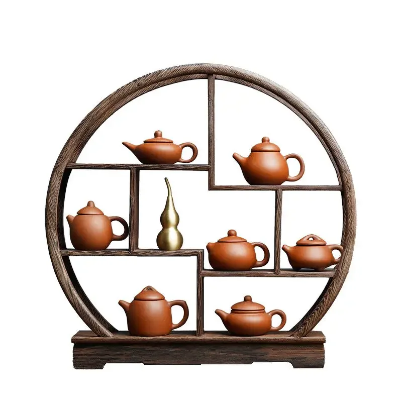 Purple sand teapot display rack small ornament home new Chinese style living room entrance table tea room bogu rack