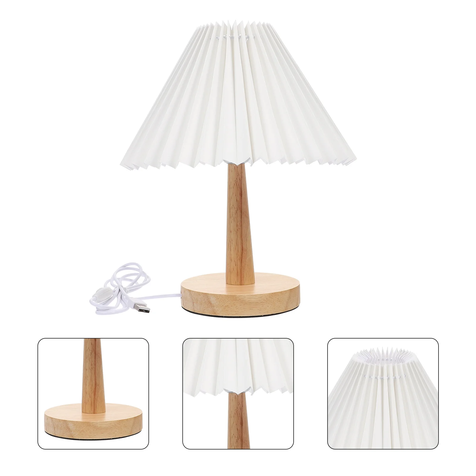 

Retro Pleated Design Night Lamp USB Powered Practical Home Bedroom Bedside Light Decorative Small Night Lamp USB Bedside Light