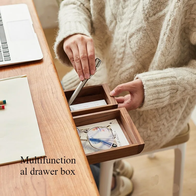 

Hidden Storage Box - Walnut/Bamboo Secret Drawer, Adhesive Wall Mount Organizer for Home Office, Invisible Wooden Container