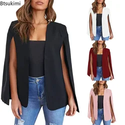 2024 kadın şal kollu ceket takım elbise bahar sonbahar katı bayanlar zarif Trend pelerin yelek Slim Fit küçük takım elbise ceket kadın Tops