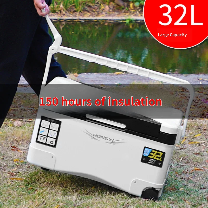 Custom Portable Wheeled Cooler Heavy Duty Camping Ice Chest Fridge 33.8Qt Capacity 5-Day Ice Retention For Outdoor Boat Travel