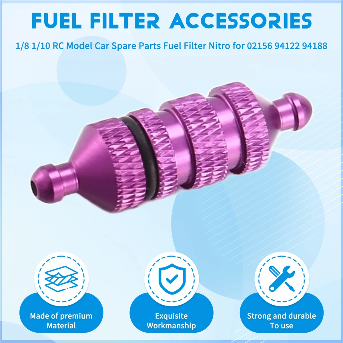 T71C 1/8 1/10 RC modelo peças sobressalentes de carro filtro de combustível Nitro para HSP 02156 94122 94188, roxo
