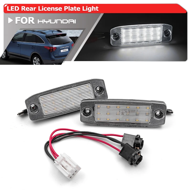 2PCs Error Free Full White Led License Plate Lights For Hyundai Veracruz ix55 2007 2008 2009 2010 2011 2012 2013 2014 2015