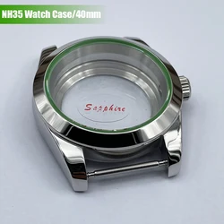 40mm Smooth Bezel Watch Case Fit to DJ NH35 NH36 Movement Stainless Steel Transparent Mechanical Watch Case Sapphire Crystal Top