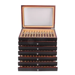 Black/ Burgundy Lacquer Wooden Fountain Pen Display Storage Case 12/24/36/78 Pens Capacity Collector Organizer Box Stationery