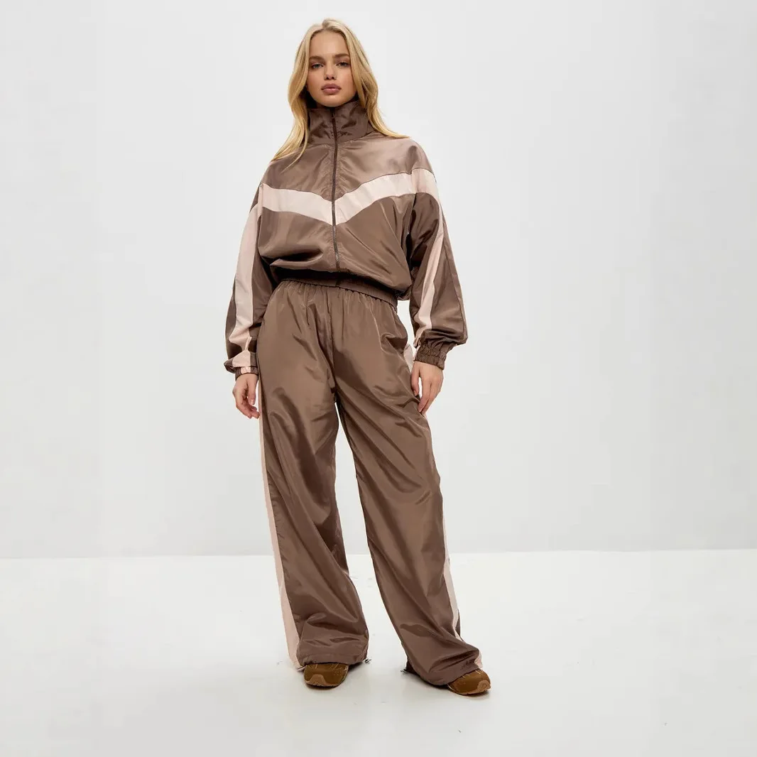 Fashion Random Women's Long Sleeve Color Block Sports Cardigan. And Pants. Set Street. Style Outfit Clothing Elegant Bandage
