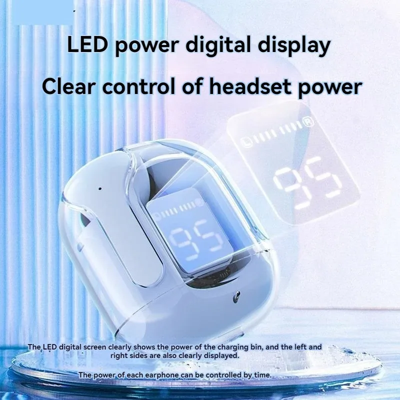 Auricolare Bluetooth wireless Air 31 Alimentazione LED Display digitale Sport Stereo Design trasparente Qualità audio Hifi per tutti i telefoni