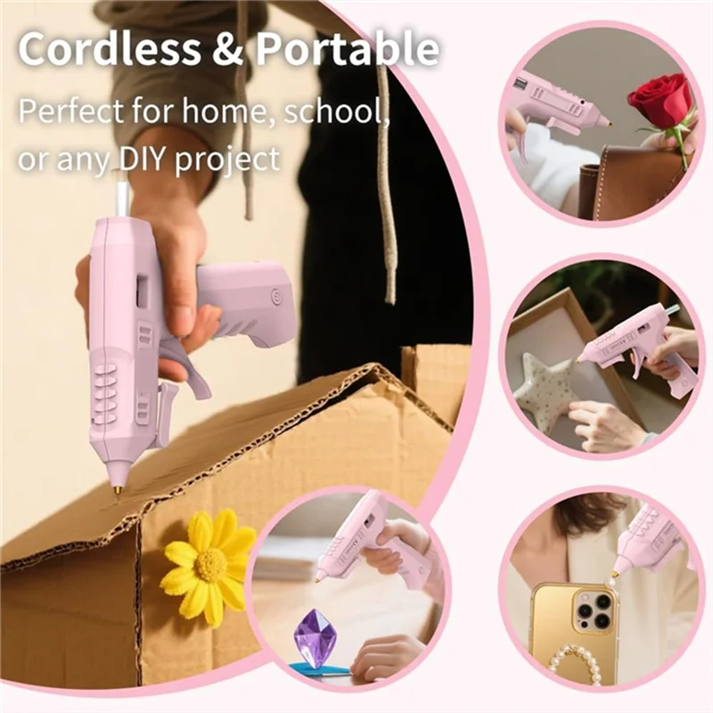 

A43T Cordless Hot Glue Gun, Wireless Type-C Rechargeable 2600Mah Battery-Powered Glue Gun With 20Pcs Glue Stick Set B