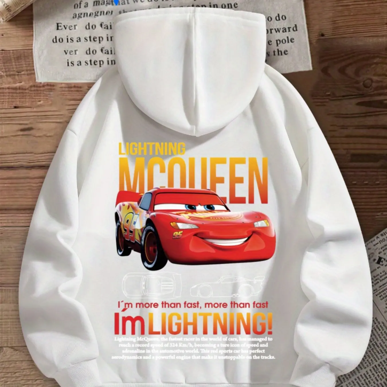 سويت شيرت نسائي رسمي من Disney Lightning McQueen Cars بغطاء للرأس أسود مع قلنسوة برباط كاجوال من Lightning McQueen