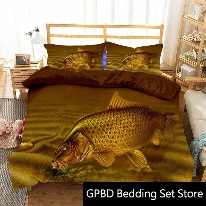 3D Print Carp Hunter Art Bedding Set Double Twin King Duvet Cover Comforter Pillowcase Boys Girls Adults Bedroom