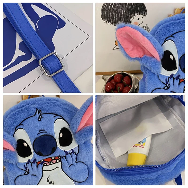 Disney Stitch Plush Schoolbag Cute Plush Backpack Double Shoulder Pack Cartoon Student Backpack Kindergarten Bag Child Gift