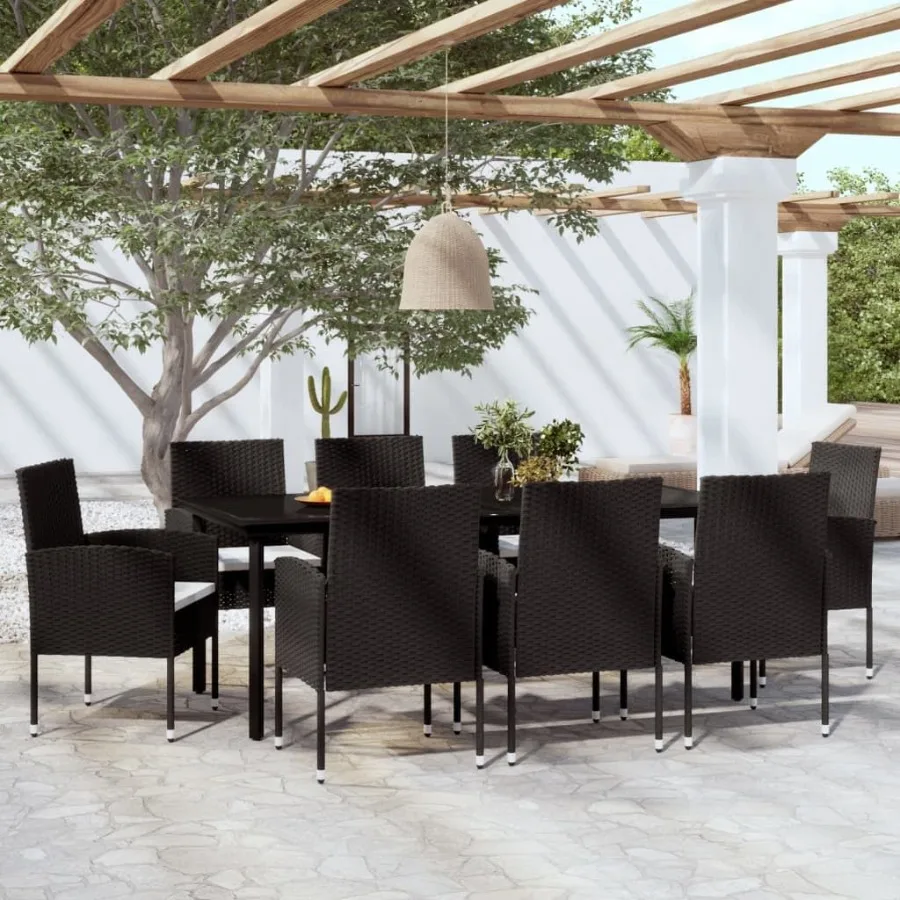 

9 Piece Patio Dining Set Black