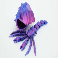 3D Printed Hermit Crab Decor Poseable Articulated Figurine,Ocean-Themed Desk Ornament, Unique Gift for Marine Life Enthusiasts