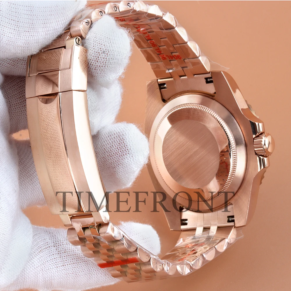 Para Submariner GMT 40mm caja de reloj correa de Jubileo ajuste de acero inoxidable Nh35 Nh34 Nh36 Nh38 movimiento 28,5mm Dial caja de oro rosa