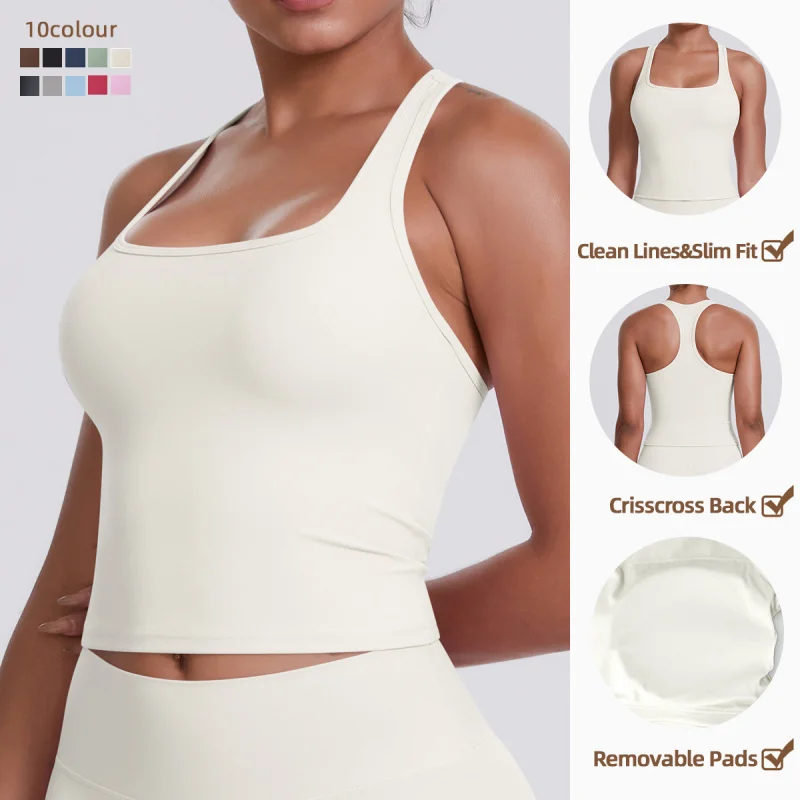 

High Quality Lightweight Nylon Spandex Sports Bras Four-Way Stretch Fitness Vest Direct Running Fitness Yoga-Quick-Drying Top