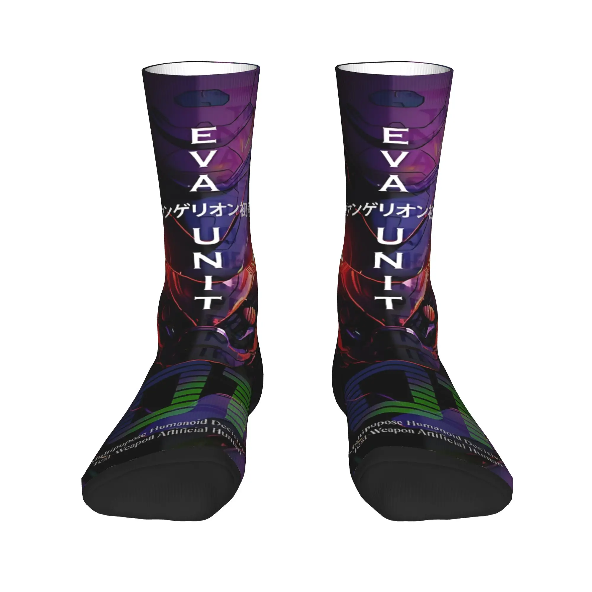Calcetines divertidos Bandai EVA Neon Genesis Evangelion Unit 01 Test Unit Rock con estampado de patrón sin costuras, calcetines informales para hombre
