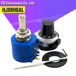 3590S-2 3590S Series Precision Multiturn Potentiometer 10 Ring Adjustable Resistor+1PCS Turns Counting Dial Rotary 6.35mm Knob