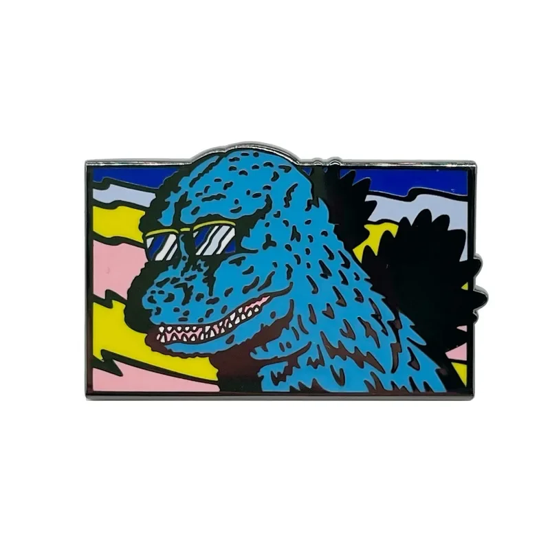 Sunglasses Godzilla Brooches Cartoon Anime Figures Metal Enamel Brooch Cartoon Pin Backpack Badge Kids Gift