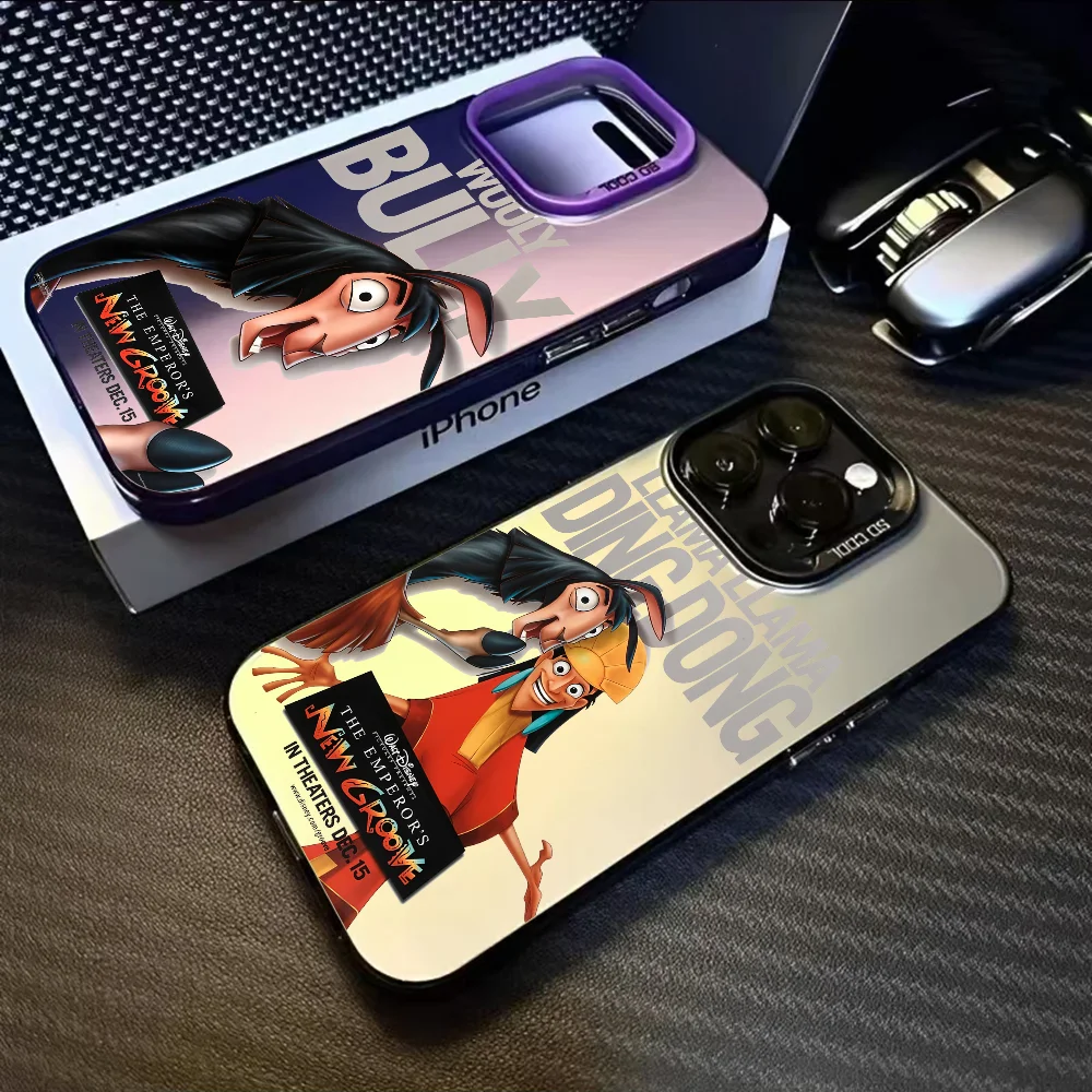 

Cartoon Kronk's New Groove Phone Case For iPhone 16 15 14 13 12 11 Pro Max Black Matte Multicolor Laser Metallic Aurora Cover