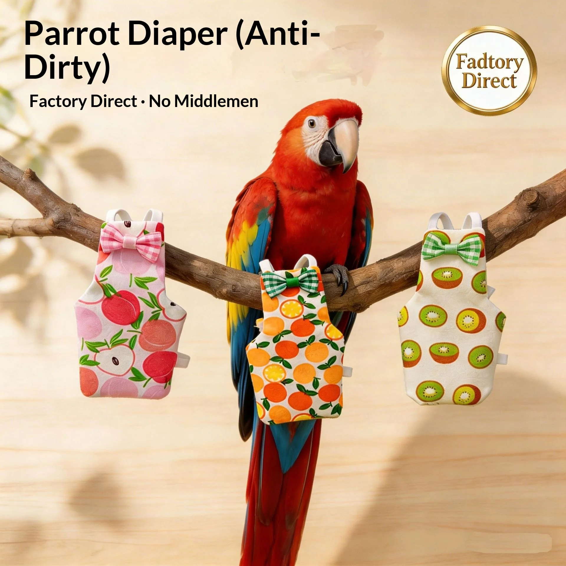 Adjustable Parrot Diaper Flight Suit Breathable Bird Nappy with Magic Tape for Budgie Cockatiel Parakeet Outdoor Wear