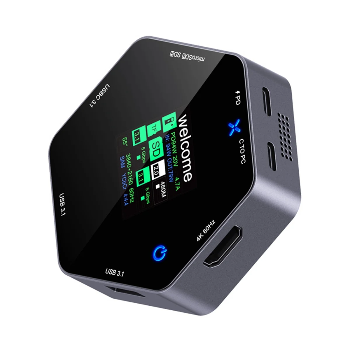 SMIEA Docking station otto in uno Tipo C Smart Display 4K 60HZ Hub multiporta Splitter USB 3.1 Lettore di schede SD TF Estensore USB