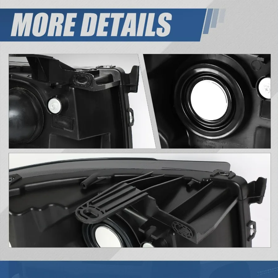 مجموعة المصابيح الأمامية المتوافقة مع 20072014 تشيفي سيلفرادو 1500 للسائق ومصابيح الهالوجين الجانبية للركاب لاستبدال E #5