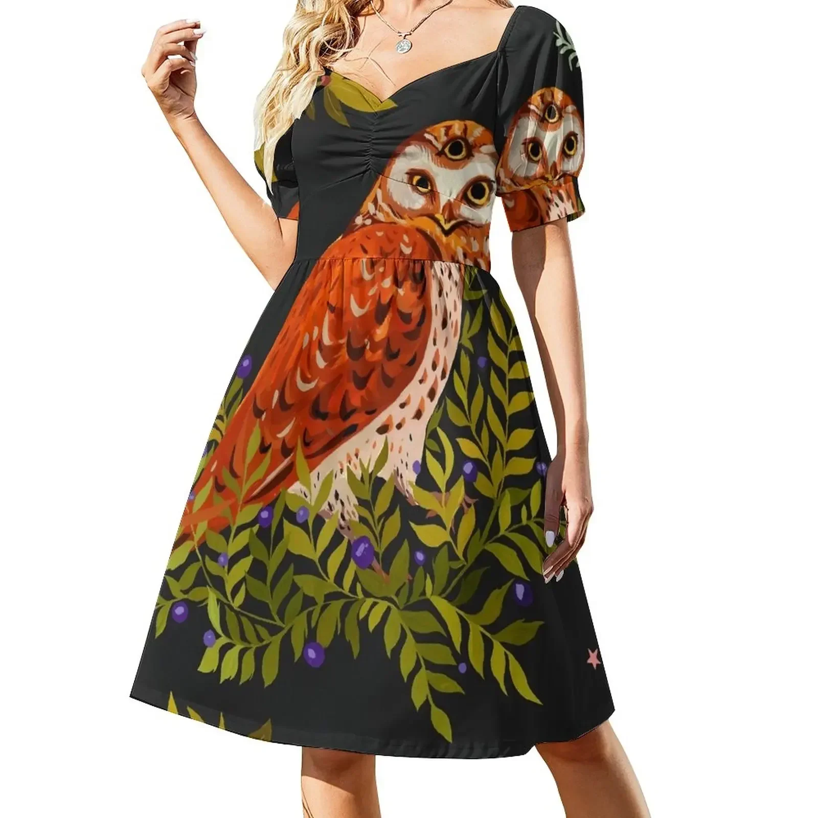 

Three-eyed Owl Sleeveless Dress dress party night Elegant gowns women party dresses Dress