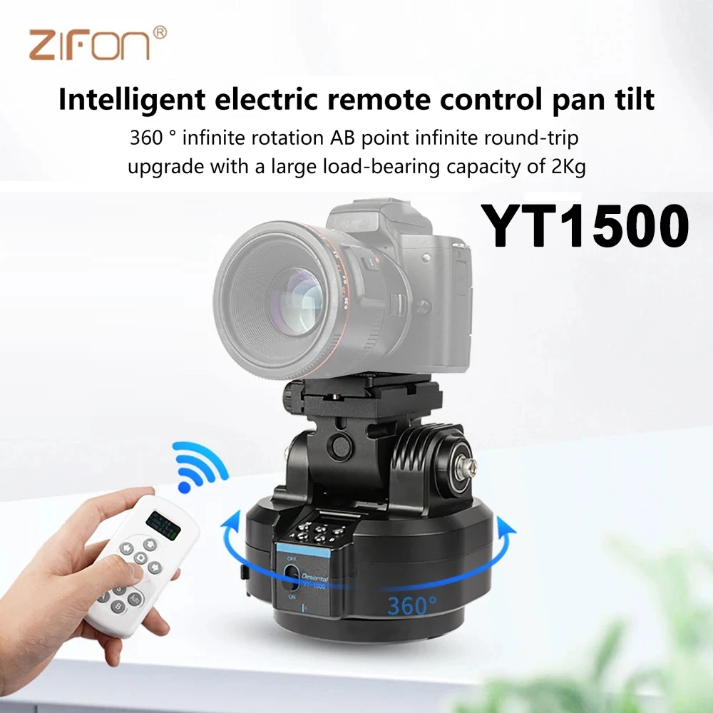 ZIFON YT-1500 Motorized Rotating Panoramic Head for Camera Phone Live Streaming Selfies Pan Tilt Video Tripod Head Stabilizer