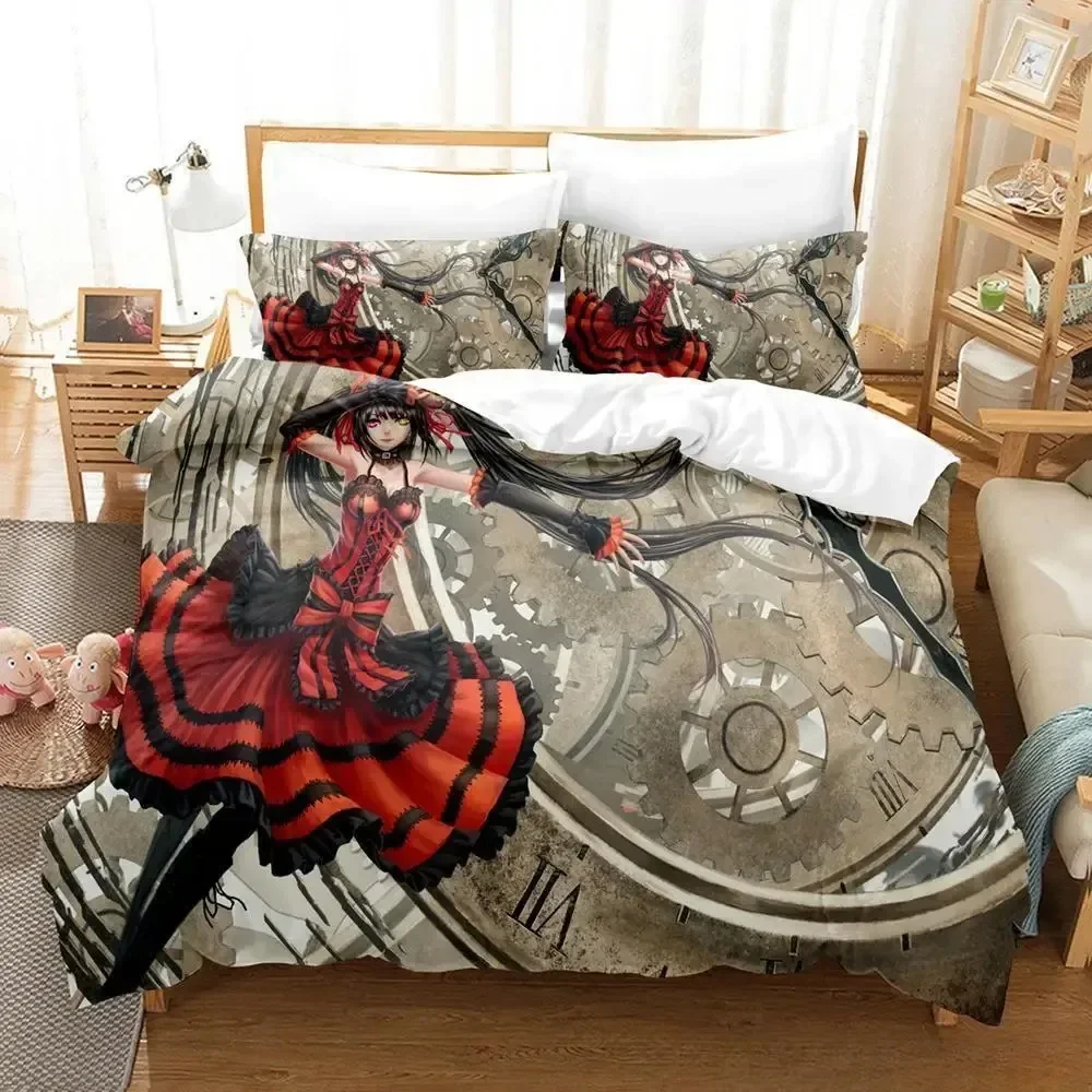 

Date A Live Tokisaki Kurumi Printed Bed Set Duvet Cover Pillowcase Bedding Set Bed Linen Sheet Quilt Cover Full Queen King Size