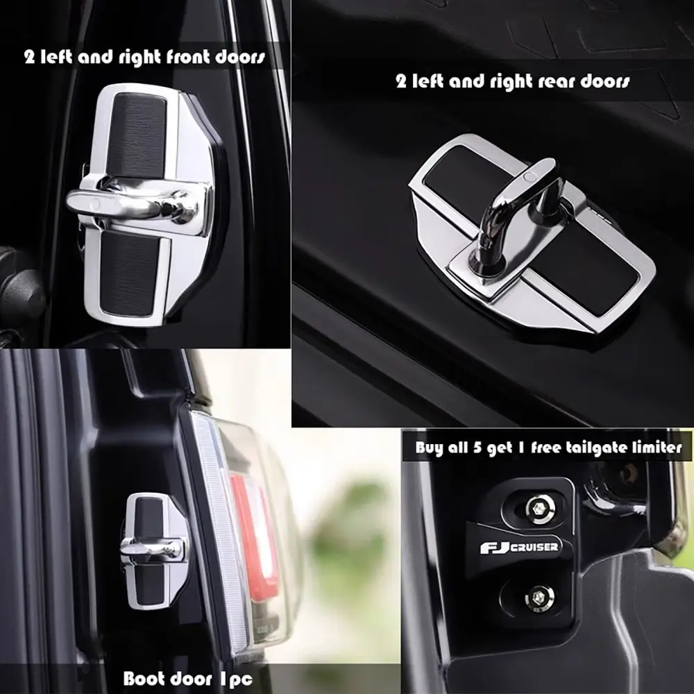 Car Door Lock Door Latch Lock Trim Car for Toyota FJ Curiser 2007-2022Lock Latchs Cover Stainless Steel Door Interior Accessori