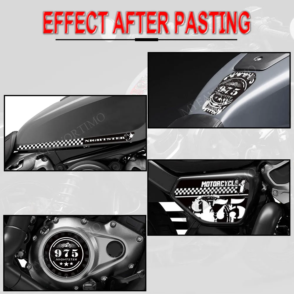 Motocicleta Adesivos para Harley Davidson, Nightster 975 RH975, Kit Tank Pad, Body Fender, Shell Exhaust, Decalques Protetor, 2022, 2023