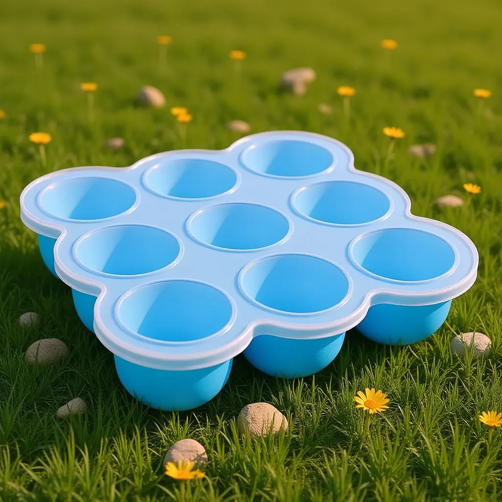 9-Piece Silicone Baby Food Containers Set for Freezer Storage Airtight Leakproof Bpa-Free Lattice Design Clear Lid Crisper Tray