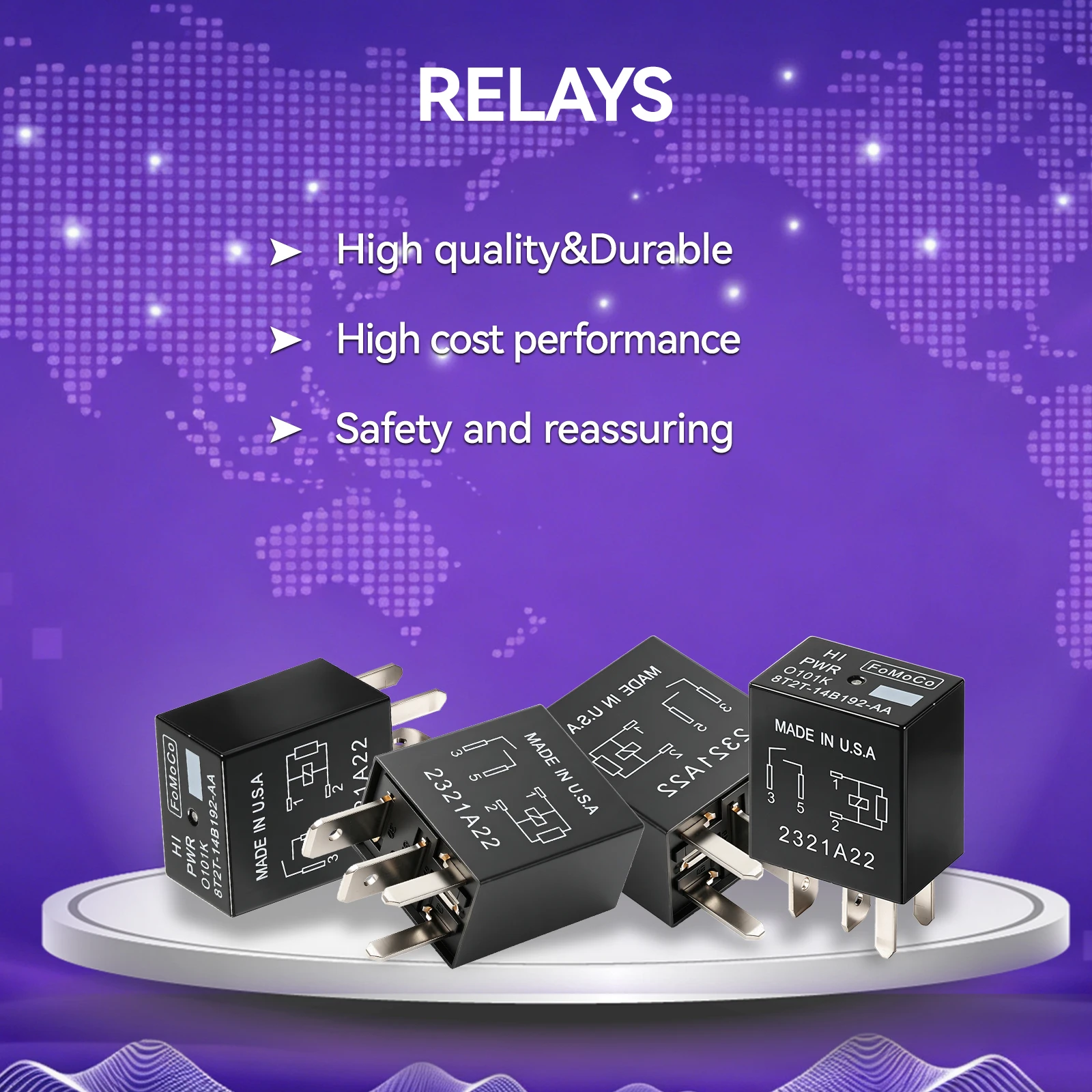 

4pcs 4pin Multi-Function Relay Assy Switch For Ford Fusion FOCUS MUSTANG ECOSPORT 8T2T-14B192-AA 8T2T-14B192-AB 8T2T-14B192-BA