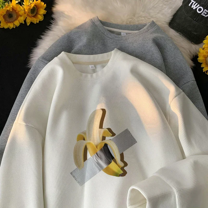 Men's Oversized Hoodie White Walf Checks Hoodies Oversize for Men Banana Print 5XL Man Casual Wear Hoody Male Sweatshirt