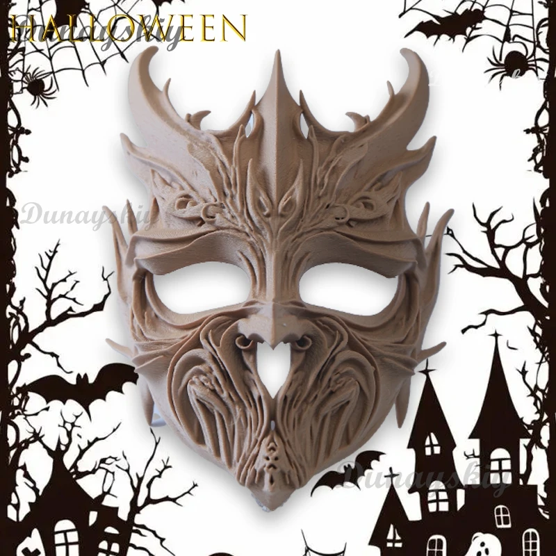 BHalloween شجرة الروح تأثيري قناع خشبي شيطان Facepiece أنيمي لعبة الدعامة عيد الميلاد المرحلة زي