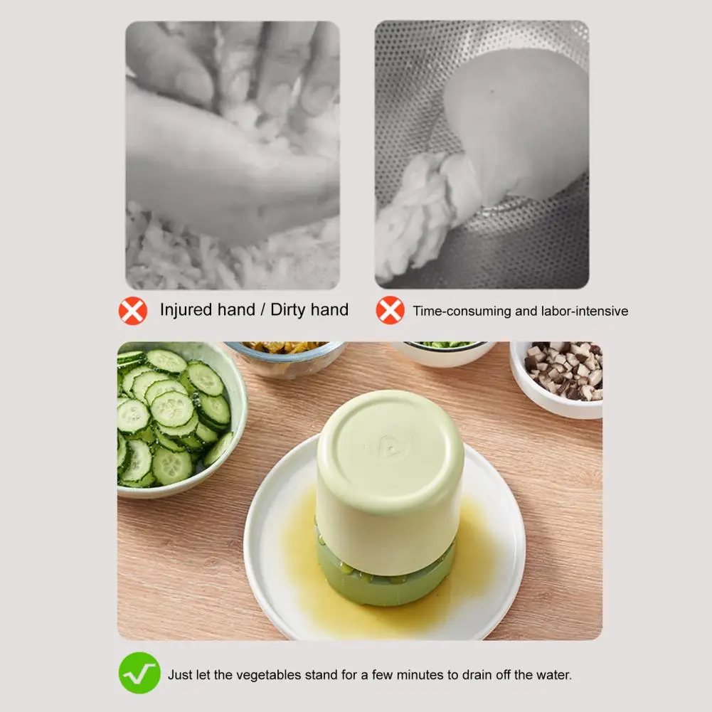 Onion Chopper Vegetable Water Spinner Salad Dryer Bowl Hand-crank Mini Food Processor Stainless Steel Rotary Cheese for Hard