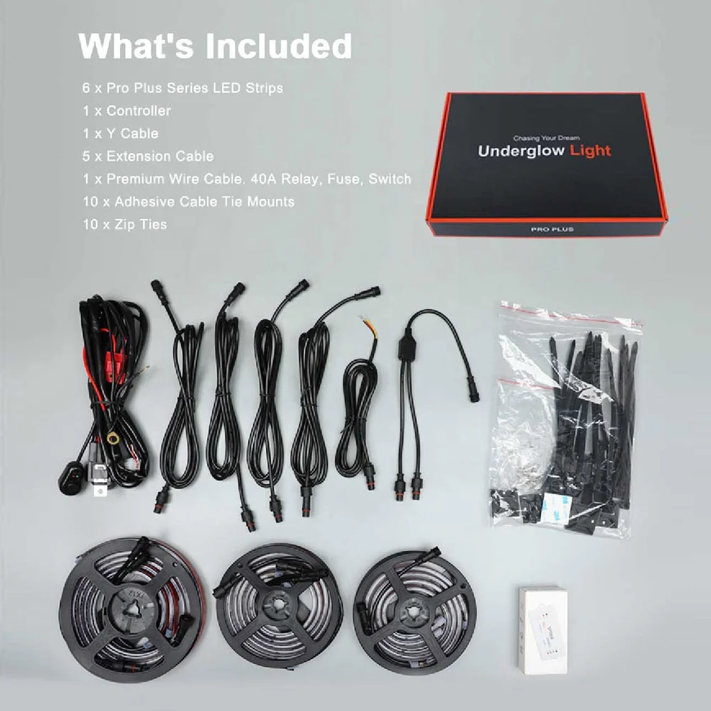 New Arrival COB Underglow IP68 Waterproof RGBIC LED Car Under Glow APP Control 6 Pcs Chasing Underbody Light Kit for Cars
