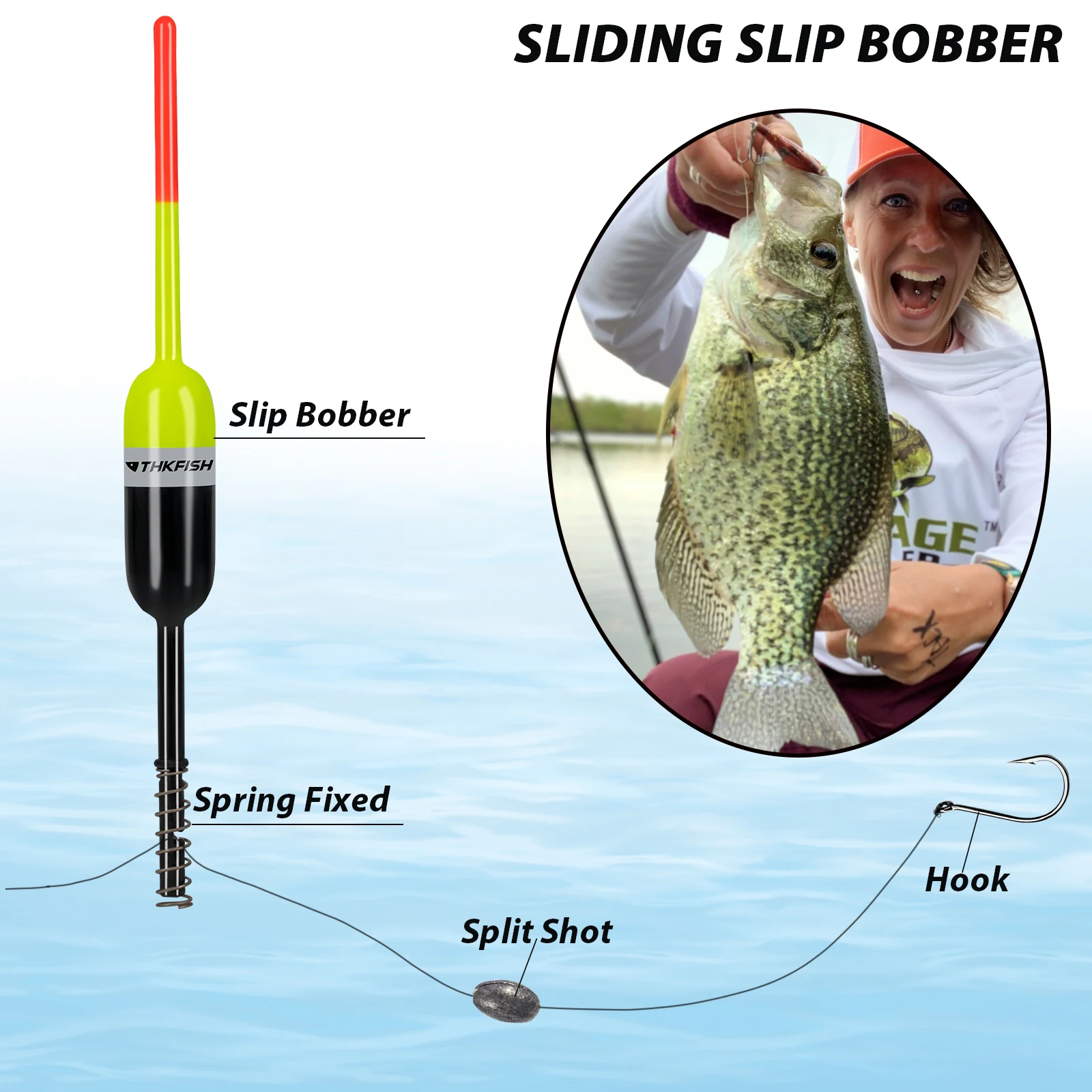 THKFISH 5pcs Spring Fishing Floats 1.5in 2.5in Balsa Wood Fishing Slip Bobbers Buoys For Crappie Bass Sea Fishing Buoy Bobber