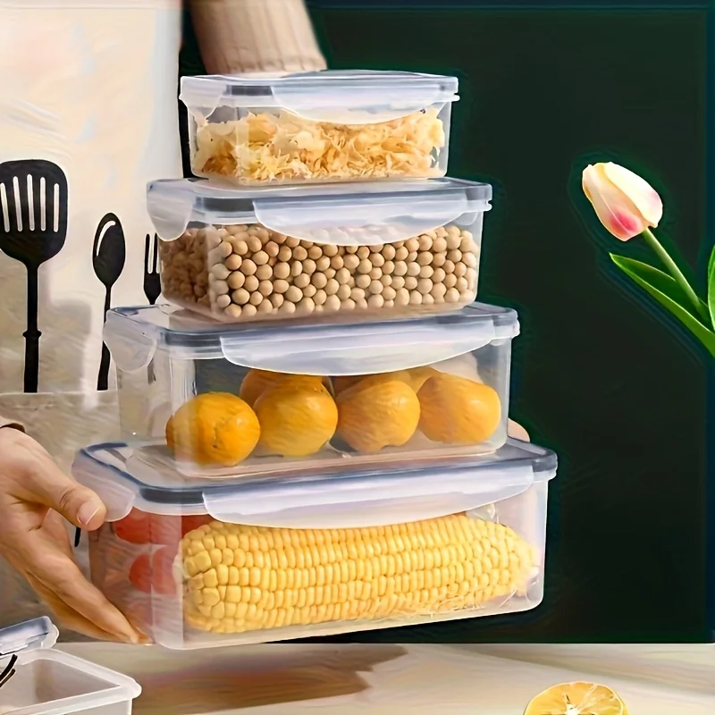 

8-PC BPA-Free Airtight Food Containers with Locking Lids - Microwave/Freezer Safe PP Plastic Storage for Dry Goods/Fruit/Veggies