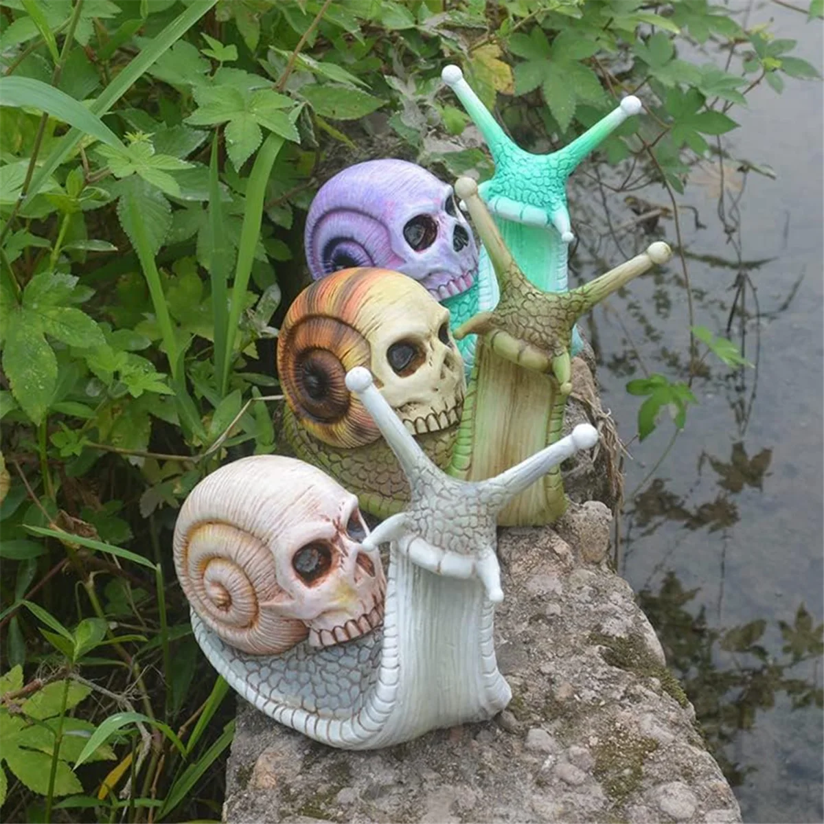 Halloween Schädel Schnecke, Schädel Skulptur, Wohnkultur Harz Handwerk Outdoor Hof Dekoration Schädel Kunst Skulptur Ornament c