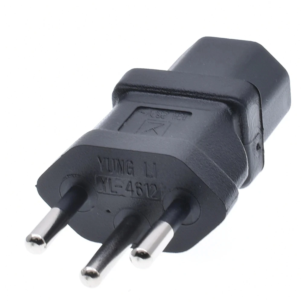 3 Prong Plug Adapter, type J round 3 pins to IEC60320 conversion plug for use as a Swiss PC Computer, Monitor, or Printer Power
