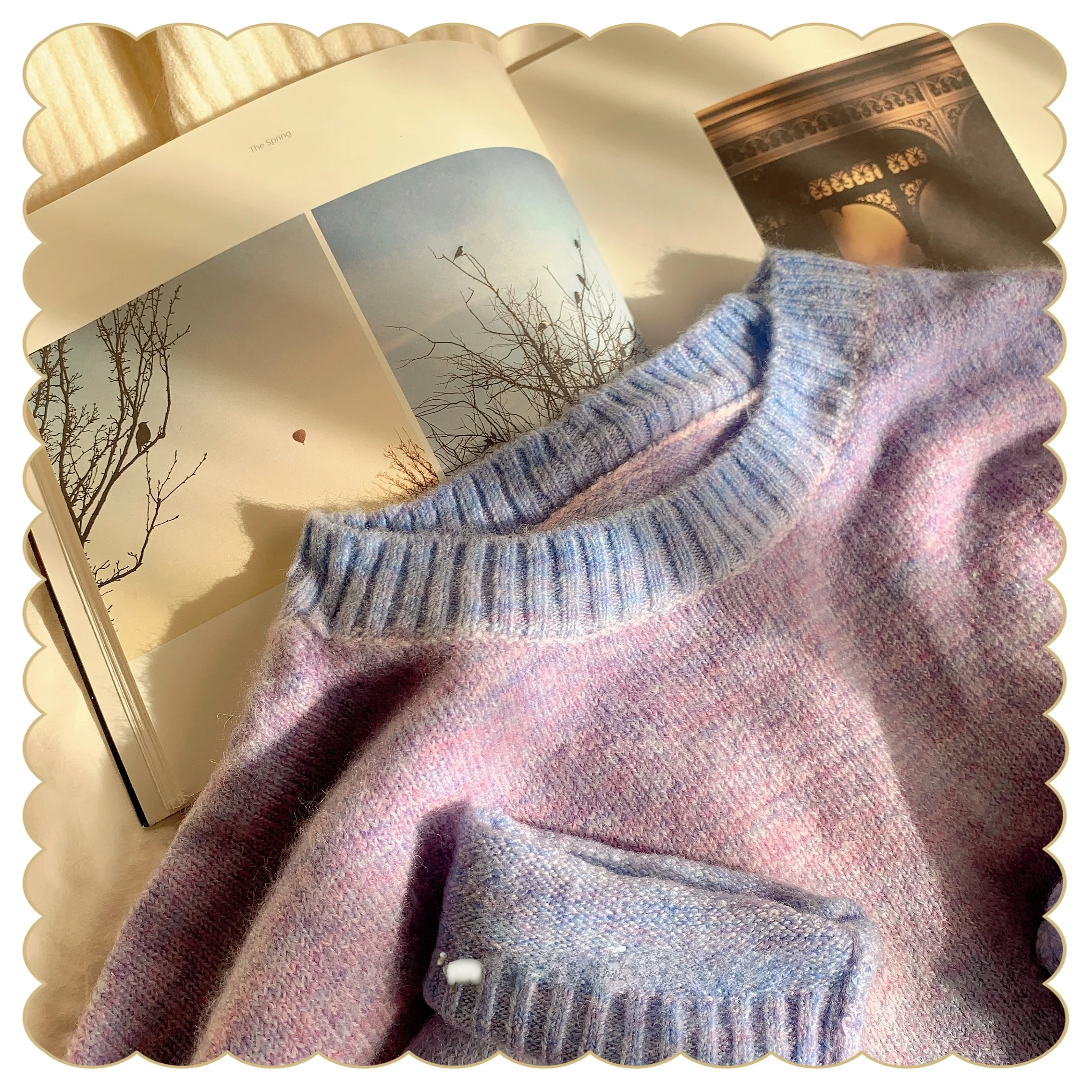 

Thiened round Ne Wide Hem 3D Linen Pattern Twisted V Vintage Basic Loose Knitted Sweater Women's Faion Straight Tube pe