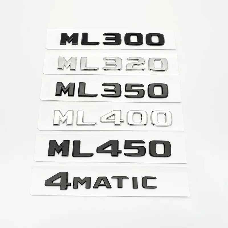 ABS Black Silver Letters ML300 ML350 ML400 ML450 ML500 Emblem for Mercedes Benz M Car Fender Trunk Rear W164 W166 Logo Sticker