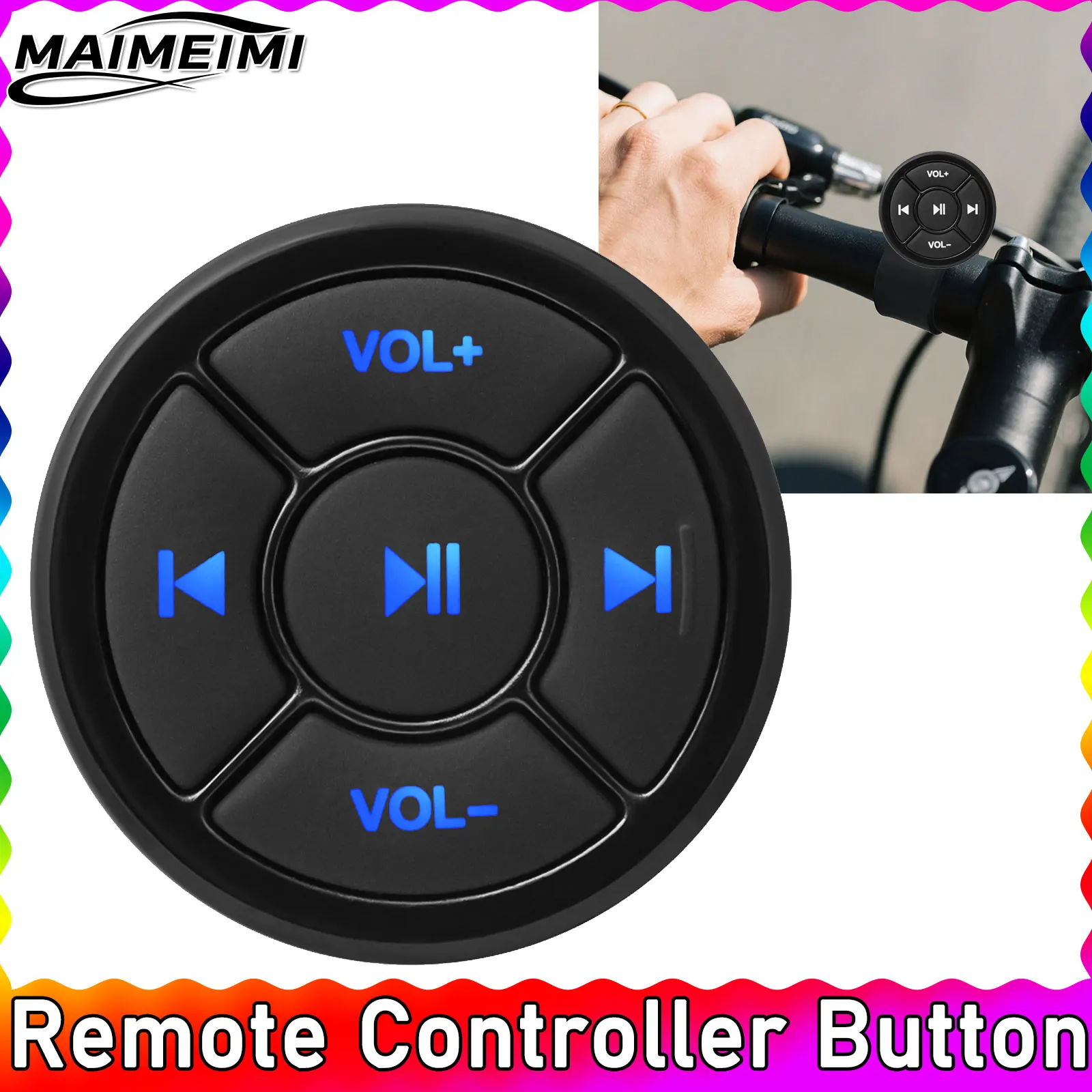 

Bike Handlebar Wireless Remote Button 5 Keys For Car Motorcycle Steering Wheel Bluetooth-compatible DVD Player Media Button